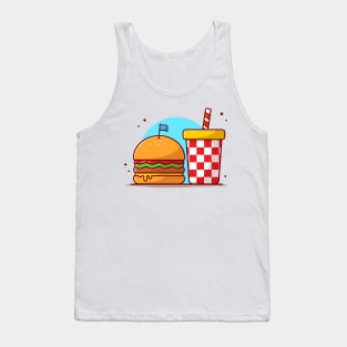 Burger And Soda Cartoon Vector Icon Illustration (12) Tank Top